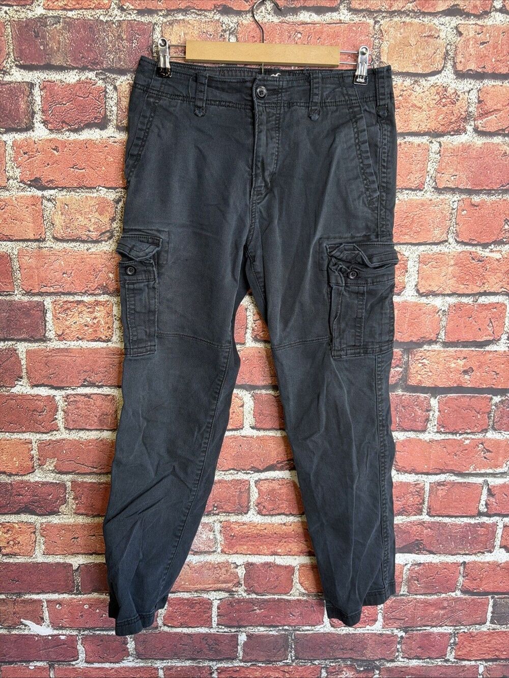 Mens Hollister Black Cargo Pants 30x32